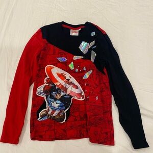 Desigual Red and Black Captain America Long Sleeve Tee